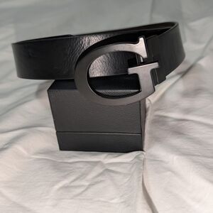 Guess Black Leather Belt with Bold G Buckle